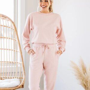 Couldn't Ask For More Blush Pink Ribbed Pajama Set